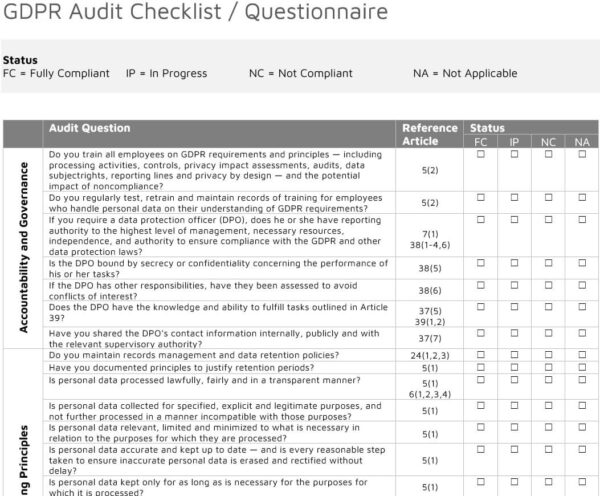 LG01.1 - Data Privacy - GDPR Questionnaire